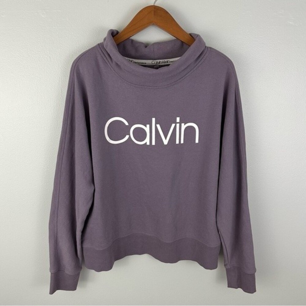 Calvin Klein Performance Purple Mock Neck Sweatshirt Size Large Athleisure